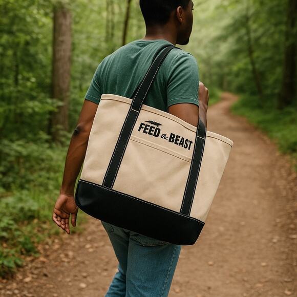Lands End Feed The Beast Canvas Tote - Picture 1 of 11